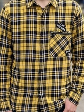 Boys Yellow Plaid Button-Down Shirt